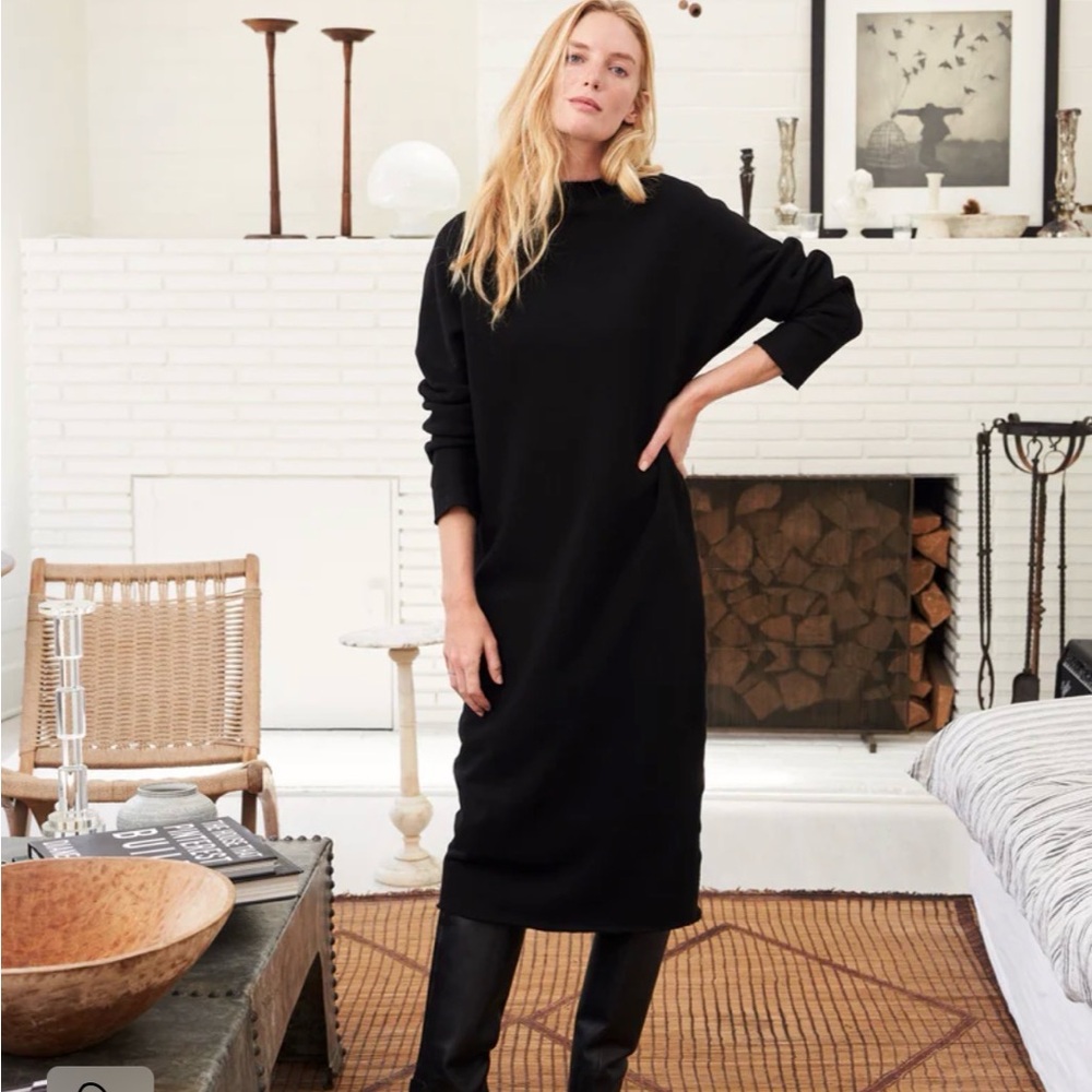 Frank & Eileen Black Long-Sleeve Midi Sweater Dress